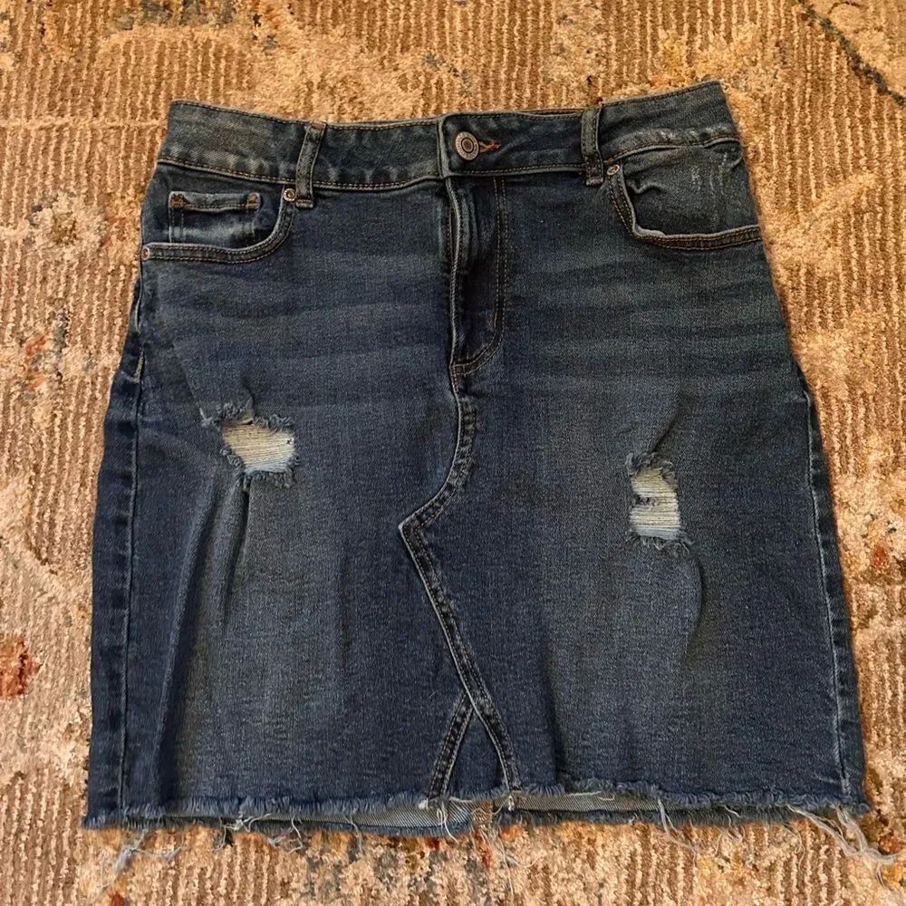 Denim Distressed Skirt